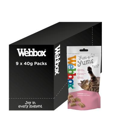 Webbox Yum-e-Yums Semi-Moist Cat Treats Salmon - Kitten Friendly Added Taurine Wheat and Grain Free Recipe with No Artificial Colours (9 x 40g Bags) Salmon 9 x 40 g - Buy Online on GoSupps.com