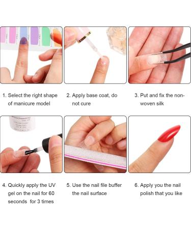 Silk Fiberglass Nail Extension Kit - 6 Shapes DIY Nail Tips Set for UV Gel Nails - Home Salon Tool - Buy Online on GoSupps.com