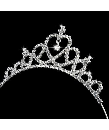Makone Girls Crystal Tiara Princess Crown Headband - 2 Piece Set for Birthday Party & Wedding - Buy Online on GoSupps.com