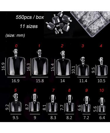 550PCS Clear Acrylic Full Cover Fake Toe Nail Tips for DIY Nail Art - Buy Online on GoSupps.com