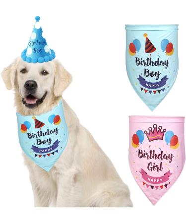 Suoxu Dog Birthday Party Hat & Gift Set - Cute Cotton Triangle Scarf & Happy Birthday Bandana for Puppies - Buy Online on GoSupps.com