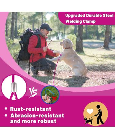 Haiyuan Dog Tie Out Cable - 10/15/20/25/30 FT Heavy-Duty Steel Wire Runner for Dogs Up to 165 LBS - Durable Pink Dog Lead with Superior Clips - Ideal for Yard & Outdoor Use - Buy Online on GoSupps.com