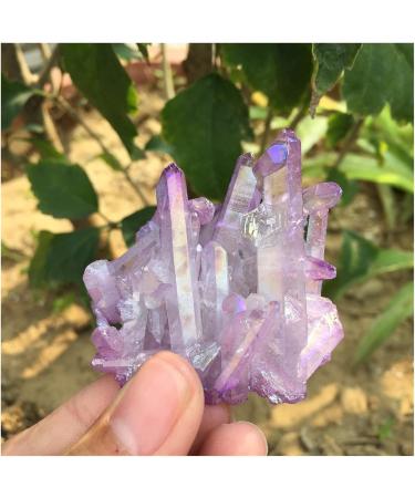 Crystal Hole Crystals 1pc 40g-46g Beautiful Purple Flame Aura Quartz Crystal Cluster Specimen Crystal Hole - Buy Online on GoSupps.com