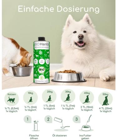 Wolfsbacher Organic Hemp Oil for Dogs - 1L Cold-Pressed | Omega 3 & 6 | 100% Organic from Germany | DE- KO-060 - Buy Online on GoSupps.com