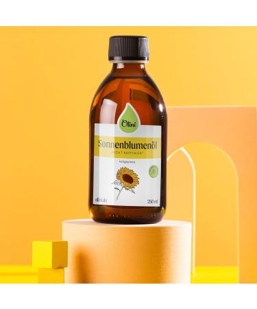 Olini Sunflower Oil 1000ml - Freshly Pressed Cold-Pressed Natural Oil in Glass Bottle | Perfect for Your Kitchen - Buy Online on GoSupps.com