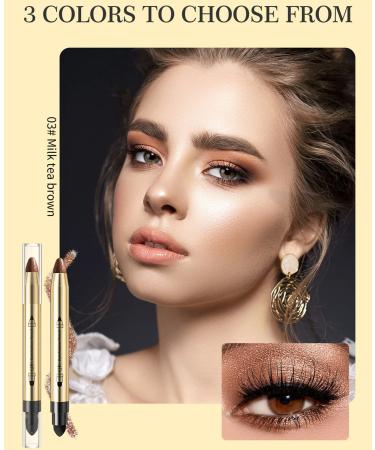 Go Ho Brown Highlighter Eyeshadow Stick - Cream-to-Powder Eye Brightener Crayon Pen - Shimmer Brown 03 - Buy Online on GoSupps.com