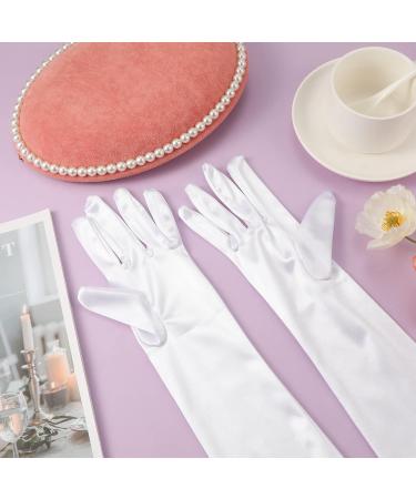SAVITA 21" Women Long Gloves Long Elbow Satin Gloves Stretchy 1920s Opera Gloves for Women Girls Evening Party Dance Hand Care Moisturizing White - Buy Online on GoSupps.com