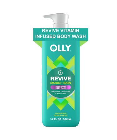 OLLY Revive Body Wash with Magnesium, Electrolytes & Vitamin B12 Nourishing Cleanser for Skin Barrier Repair, Deep Hydration, Refreshing Nerolidew Scent, 17 oz