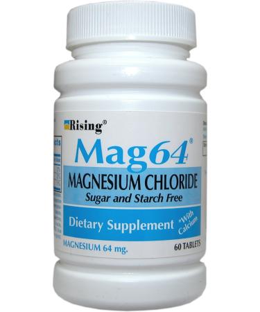 Rising Mag64 Magnesium Chloride with Calcium Tablets Helps Maintain The Functions of The Heart Muscles and Nervous System - 60 Tablets