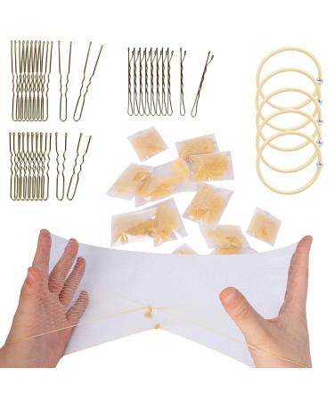WeKen Hair Nets for Buns Invisible Hairnets Elastic Edge Mesh for Women Bun Dance Ballet Hair Net Accessories Kit (Total 55PCS Blonde)