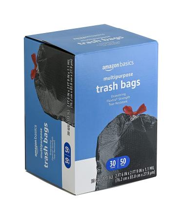 Amazon Basics Flextra 30 Gallon Drawstring Trash Bags - 50 Count - Buy Online on GoSupps.com