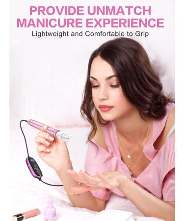 Subay Professional Manicure Pedicure Kit - 25000RPM Electric Nail Drill Set with LED Display & 11 Attachments - Nail Grinder for Women Men Babies & Pets - Pink - Buy Online on GoSupps.com