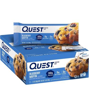 Quest Nutrition Crispy Chocolate Peanut Butter Hero Protein Bar 18g Protein 12 Count and Blueberry Muffin Protein Bars 21g Protein Gluten Free Keto Friendly 12 Count Pack of 1 - Buy Online on GoSupps.com