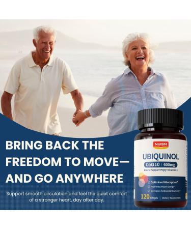 NUISM CoQ10 600mg Softgels,Ubiquinol Q10 Coenzyme Supplement,Coq 10 600mg Vitamins Maximum Absorption,Antioxidant Support for Heart Health & Energy - Buy Online on GoSupps.com