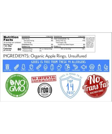 GERBS Dried New England Apple Slices 16oz - No Sugar Added, Unsulfured, Allergy-Free Snack - Buy Online on GoSupps.com