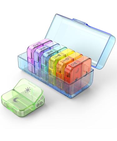 Tablet box 7 days 2 compartments in the evening 14 compartments large pill dose xl medication box 14 compartments tablet box pills box medication dose medication box drug dispenser (blue)