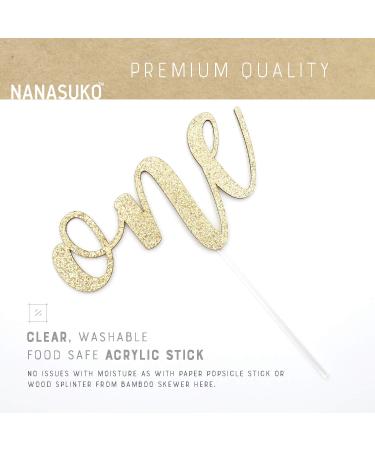 NANASUKO 1st Birthday Cake Topper - Double Sided Gold Glitter - Made in USA - Buy Online on GoSupps.com