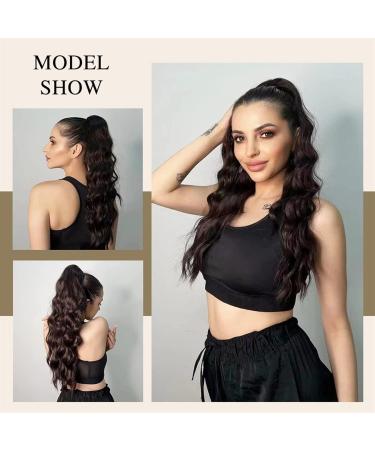Ponytail Extension Drawstring Ponytail Extensions for Women Daily Used Heat Resisitant Fiber Hair Synthetic Long Wavy Ponytail Ponytail Hair Extension(Color:Chocolate Brown) 24inches Chocolate Brown - Buy Online on GoSupps.com