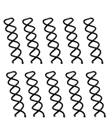 10PCS Spiral Hair Pins, Non-Scratch Ball Tips Screw Pins for DIY Hair Style (Black)