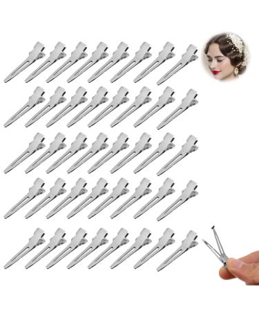 Alligator Clips Metal Alligator Curl Clips Duck Bill Hair Clips Silver Hair Clips with Storage Box Alligator Curl Hair Clips for Hairdressing Salon Hairdressing DIY 60 Pieces
