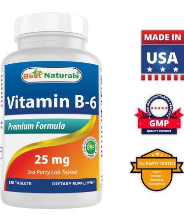 Best Naturals Vitamin B6 25mg - 120 Tablets (Pack of 1) | Essential B6 Supplement - Buy Online on GoSupps.com