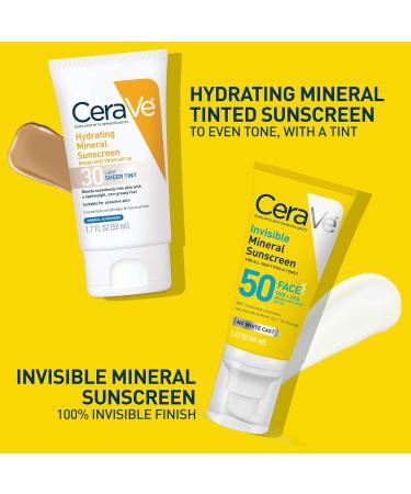 CeraVe Invisible Mineral Sunscreen SPF 50 Face Sunscreen for Sensitive Skin With Zinc Oxide & Titanium Dioxide Vitamin E + Niacinamide + Ceramides Oil Free Travel Size 1.62 oz - Buy Online on GoSupps.com
