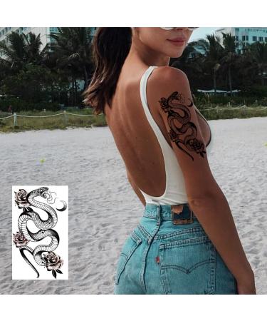 Ooopsiun 12 Large Sheets Snake Temporary Tattoos | Waterproof Body Fake Tattoo Sticker | Men Women 3D Cobra Mamba Viper Arm Tattoos - Buy Online on GoSupps.com