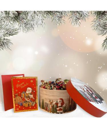  NARAMAKI NARAMAKI Christmas Gift Ideas - Round Christmas Gift Box 14cm + 200g - Bye Bye Bye Fruit Sweets + Greeting Card with Envelope 10 x 7 cm - Gift Box (200g BYE FRUITS CARAMELLE) - Buy Online on GoSupps.com