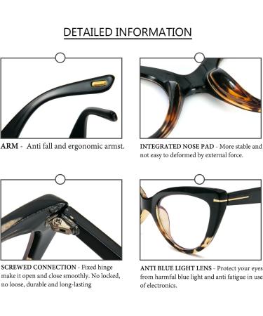 Shop DXYXYO 3 Pack Cat Eye Reading Glasses for Women - Stylish Blue Light Blocking Thick Frames | Black Pink Blue Leopard Designs | 1.0x Magnification - Buy Online on GoSupps.com