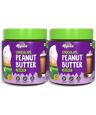 ALPI NO Chocolate Peanut Butter Crunch 800g - Roasted Peanuts Chocolate Paste Brown Sugar & Sea Salt - 24g Protein Gluten Free Vegan Plant Based Peanut Butter Crunchy 400g Pack of 2
