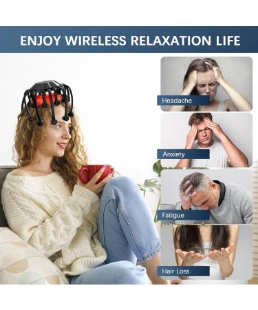 Head Massage Spider - Electric Bluetooth Massager with Red Light 20 Vibration Contacts & 5 Modes for Relaxation & Deep Sleep - Perfect Gift Idea - Buy Online on GoSupps.com