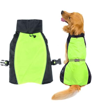 Zunea Waterproof Raincoat for Large Dogs | Reflective Windproof Rain Jacket with Mesh Lining Ideal for Outdoor Hiking & Wet Days | Green 3XL - Buy Online on GoSupps.com