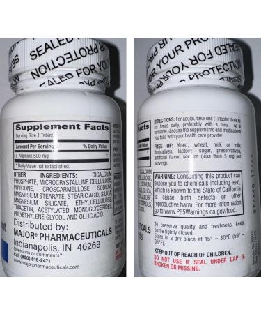 AmeriCan Goods 2/Pack 500/mg Major L-Arginine 100 Tablets Dietary Supplement for Adult - Buy Online on GoSupps.com