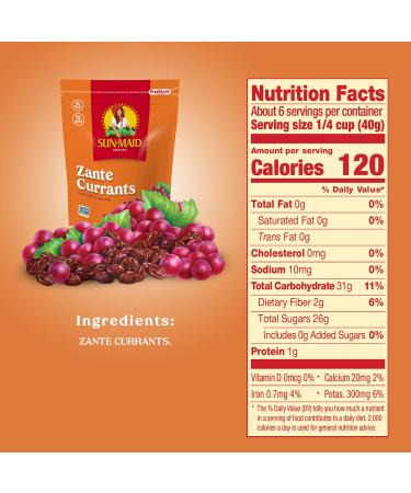Sun-Maid California Zante Currants 8 oz Snack Bags - Whole Natural Dried Fruit - Non-GMO, Vegan, Vegetarian - Pack of 1 - Buy Online on GoSupps.com