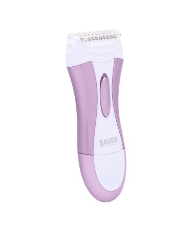 Bauer Professional 38730 Soft and Smooth Lady Shaver / Painless Hair Removal / Arms Legs and Bikini Trimmer / Battery Operated / Wet and Dry Shave / Bikini Trimmer Attachment / Stainless Steel Blades