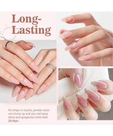 AZUREBEAUTY 12 Pcs Summer Translucent Dip Powder Nail Kit - J-Nude Translucent, Milky White, Pink, Brown | DIY French Nail Art Manicure Set with Base/Top Coat Activator - Perfect Gift - Buy Online on GoSupps.com