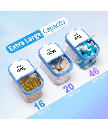 XL Weekly Pill Organizer 2x a Day | 7 Day AM PM Pill Box | Jumbo Medicine Case Blue - Buy Online on GoSupps.com