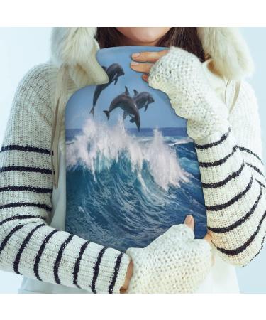 Delphine Hot Water Bottle with Fluffy Cover | 2L Ocean Dolphin Design for Cozy Nights & Pain Relief | Perfect for Kids & Adults - Buy Online on GoSupps.com