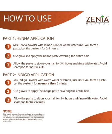 Zenia 100% Pure Indigo & Henna Hair Color Combo Kit - 100g Each, Natural & Chemical-Free, PPD & Ammonia-Free - Buy Online on GoSupps.com