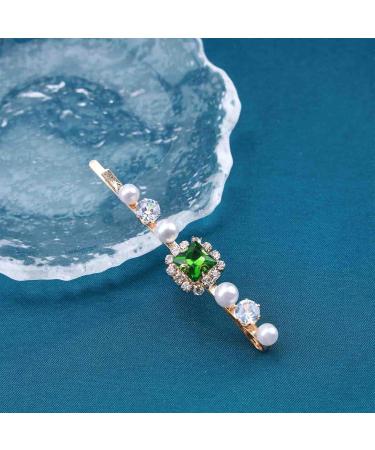Inilbran Vintage Emerald Crystal Hair Clips Green Emerald Hair Pins Barrettes Gold Crystal Pearl Hairpin Barrette Shiny Cz Pearl Hair Pins Hairclip Decorative Bobby Pins Crystal Wedding Headpieces - Buy Online on GoSupps.com