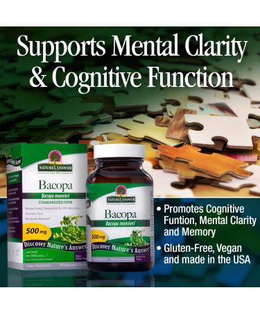 Nature's Answer Bacopa 500mg - 90 Vegetarian Capsules | Premium Herbal Supplement - Buy Online on GoSupps.com