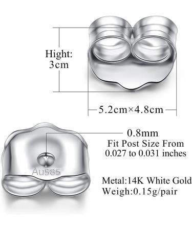 LUCKMORA 14K White Gold Earring Backs | 0.15g AU585 Butterfly Replacements for Studs | Hypoallergenic Pierced Secure Design - Buy Online on GoSupps.com