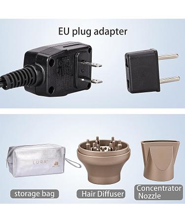 Travel Hair Dryer with Diffuser - Dual Voltage 1200W Compact Blow Dryer for Adults & Kids | Lightweight & Foldable with EU Plug - Buy Online on GoSupps.com