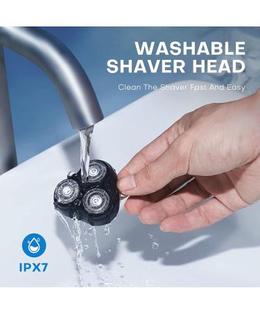 LOBINH Electric Razor for Men - Rechargeable Rotary Shaver with Washable Head, USB Type-C Charging - 4D Floating Head Technology - Navy Blue - Buy Online on GoSupps.com