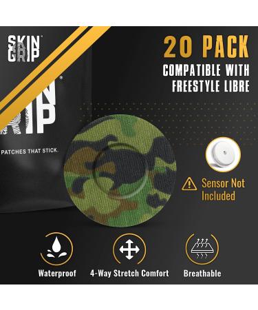 Skin Grip Freestyle Libre 2 Adhesive Patches - Waterproof & Sweatproof - 20 Pack Camo - Buy Online on GoSupps.com
