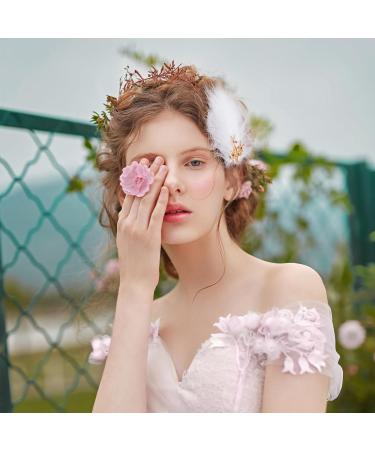 MWoot 3 Piece White Feather Hair Clip Set | Elegant Fascinators & Head Jewelry for Women & Girls | Perfect for Cocktail & Tea Parties - Buy Online on GoSupps.com