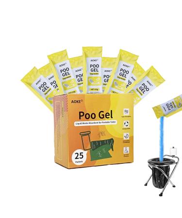 AOKE Portable Toilet Powder Poo Gel for Camping Eco Absorbent Gel Liquid Waste Gelling and Deodorizing Powder Emergency Toilet Waste Treatment for Outdoor Camping Hiking 25 Packets