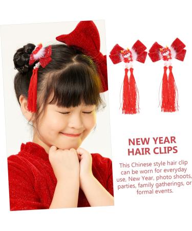 ibasenice 1 Pair pair clip Japanese-style Hanfu red hair womens hair clips chinese hair accessories vintage long tassel hair clip Chopsticks Asia fabric long tassels China hairpin - Buy Online on GoSupps.com