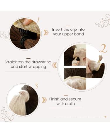 Buy Hetto Remy Real Hair Ponytail Extensions - Dark Brown with Red Blonde #4/27 55 cm 100g | Easy Fit Hair Cladding - Buy Online on GoSupps.com