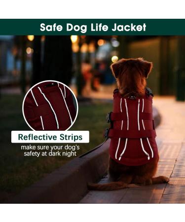 Kuoser Adjustable Dog Lifeguard Vest - Ripstop & High Swimming Capacity for Small to Large Dogs - Perfect Pet Swimming Suit for Beach - XS Red - Buy Online on GoSupps.com